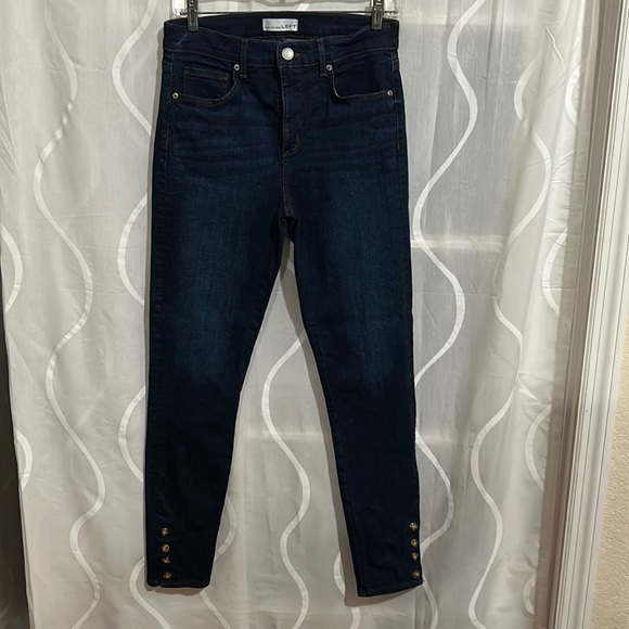 LOFT Denim - Loft, Blue, Dark Wash, High Rise, Skinny Jeans, Size 4
